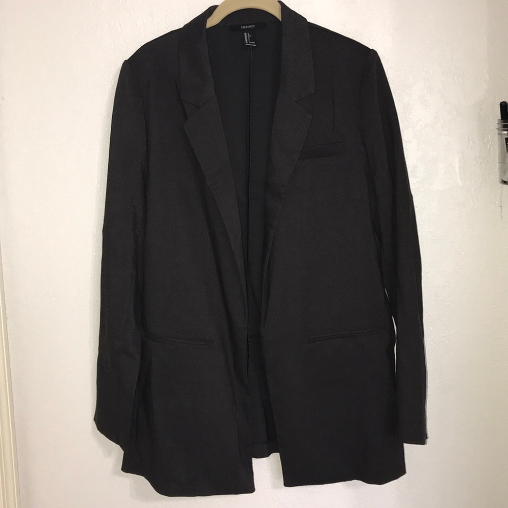 Dark gray long blazer